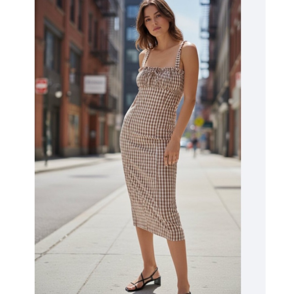 NWOT FREE PEOPLE Lucinda Plaid Midi Dress In Lavender Combo